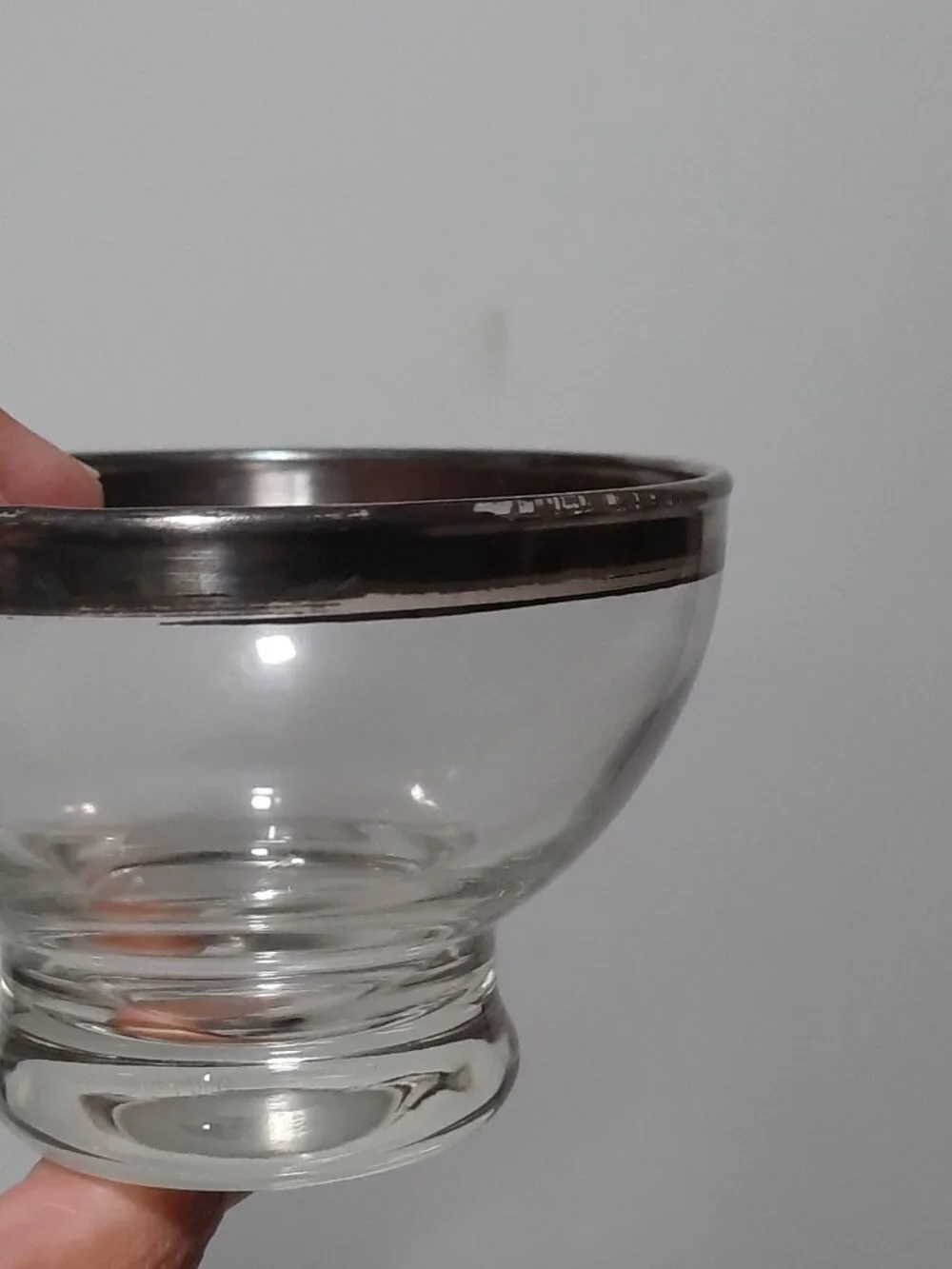 Vintage MCM 3 Bowl Silverplate Rim Glass Condiment Relish Caddy Wood Base